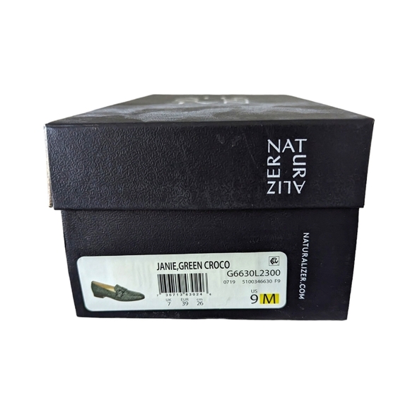 Naturalizer Janie Loafers Green Croc Embossed Leather Slip On Shoes Size 9 - Picture 8 of 8